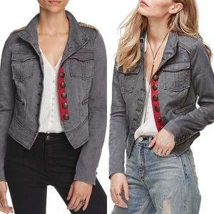 [Free People] Gray Shrunken Officer Jacket